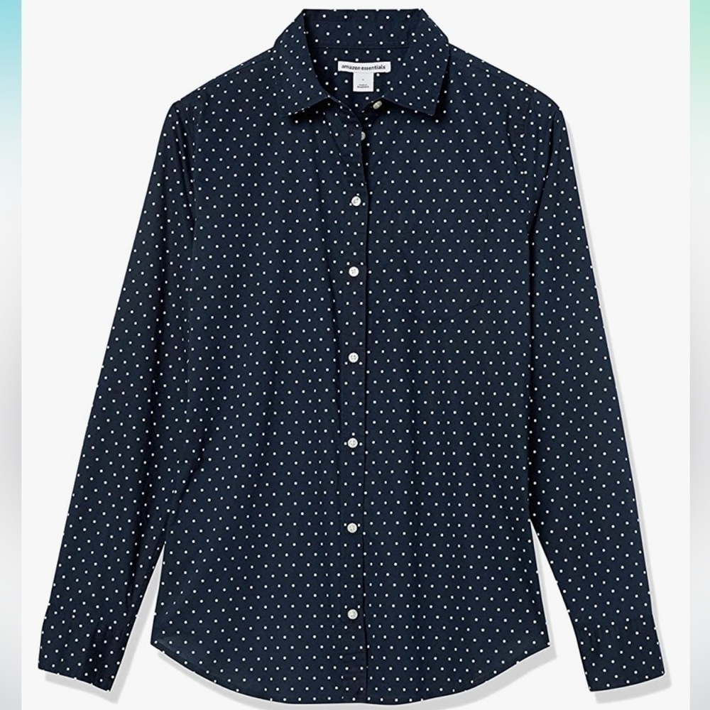 Women's Classic-Fit Long-Sleeve Button-Down Poplin Shirt NWT XS